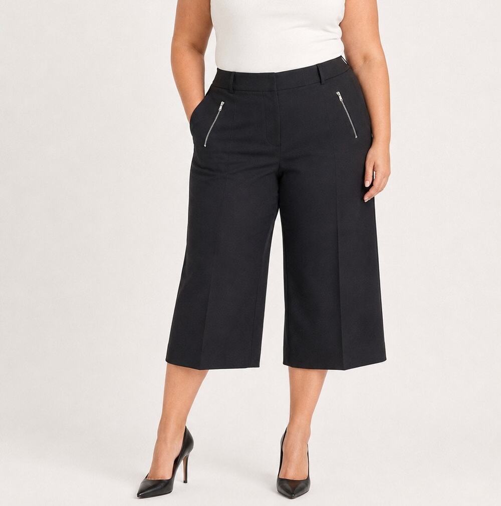 Calvin Klein Women’s Black Cropped Wide Leg Dress Pants 18W NWT